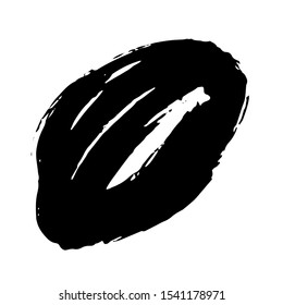 Vector Brush Stroke. Grunge Ink pen. Distressed quill. Black circle Modern Textured pen Stroke. drawn with ink by a sharp feather