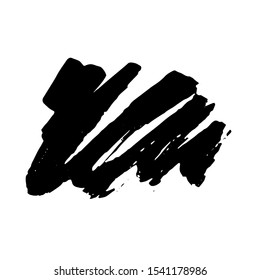 Vector Brush Stroke. Grunge Ink pen. Distressed quill. Black circle Modern Textured pen Stroke. drawn with ink by a sharp feather
