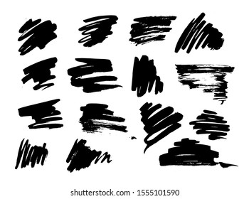 Vector Brush Stroke. Grunge Ink pen. Distressed quill. Black circle Modern Textured pen Stroke. Curls of a spiral drawn with ink by a sharp feather