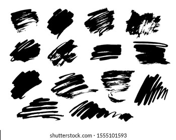 Vector Brush Stroke. Grunge Ink pen. Distressed quill. Black circle Modern Textured pen Stroke. Curls of a spiral drawn with ink by a sharp feather