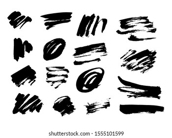 Vector Brush Stroke. Grunge Ink pen. Distressed quill. Black circle Modern Textured pen Stroke. Curls of a spiral drawn with ink by a sharp feather