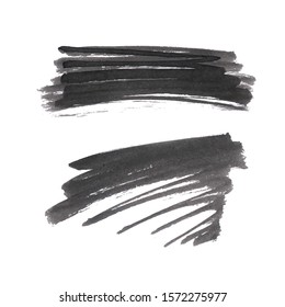 Vector Brush Stroke. Grunge Ink pen. Distressed quill. Black Modern Textured pen Stroke. Curls of a spiral drawn with ink by a sharp feather
