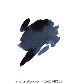 Vector Brush Stroke. Grunge Ink pen. Distressed quill. Black Modern Textured pen Stroke. Curls of a spiral drawn with ink by a sharp feather
