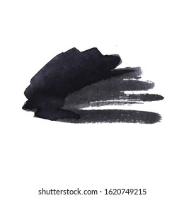 Vector Brush Stroke. Grunge Ink pen. Distressed quill. Black Modern Textured pen Stroke. Curls of a spiral drawn with ink by a sharp feather