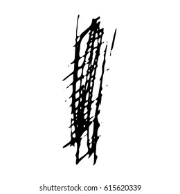 Vector Brush Stroke. Grunge Ink pen. Distressed quill. Black Modern Textured pen Stroke.