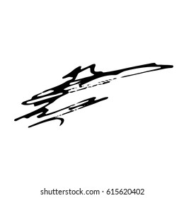 Vector Brush Stroke. Grunge Ink pen. Distressed quill. Black Modern Textured pen Stroke.
