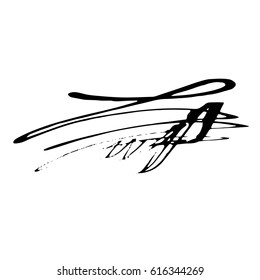 Vector Brush Stroke. Grunge Ink pen. Distressed quill. Black Modern Textured pen Stroke.