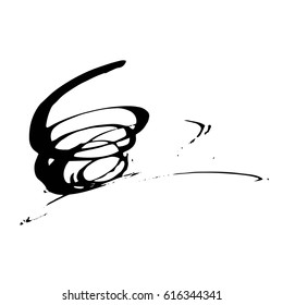 Vector Brush Stroke. Grunge Ink pen. Distressed quill. Black Modern Textured pen Stroke.