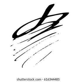 Vector Brush Stroke. Grunge Ink pen. Distressed quill. Black Modern Textured pen Stroke.