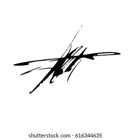 Vector Brush Stroke. Grunge Ink pen. Distressed quill. Black Modern Textured pen Stroke.