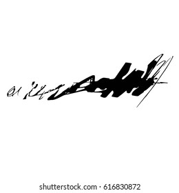 Vector Brush Stroke. Grunge Ink pen. Distressed quill. Black Modern Textured pen Stroke.