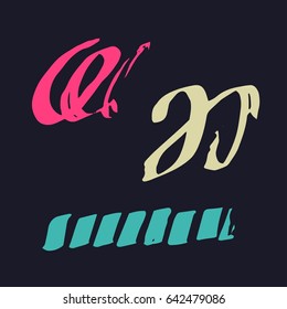 Vector Brush Stroke. Grunge Ink pen. Distressed quill. Black Modern Textured pen Stroke. set