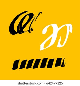 Vector Brush Stroke. Grunge Ink pen. Distressed quill. Black Modern Textured pen Stroke. set