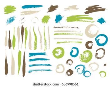 Vector Brush Stroke. Grunge Ink pen. Distressed quill. Black Modern Textured pen Stroke. set