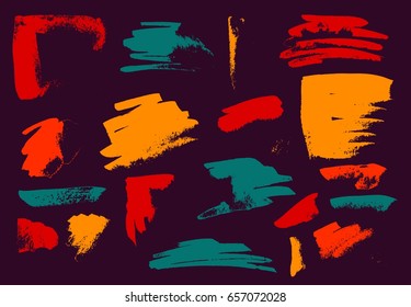 Vector Brush Stroke. Grunge Ink pen. Distressed quill. Black Modern Textured pen Stroke. set