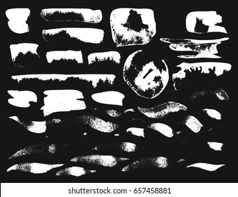 Vector Brush Stroke. Grunge Ink pen. Distressed quill. Black Modern Textured pen Stroke. set