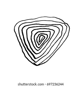 Vector Brush Stroke. Grunge Ink pen. Distressed quill. Black Modern Textured pen Stroke. Curls of a spiral drawn with ink by a sharp feather