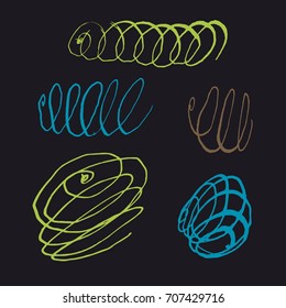 Vector Brush Stroke. Grunge Ink pen. Distressed quill. Black Modern Textured pen Stroke. set