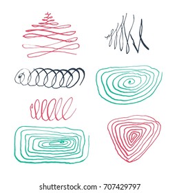 Vector Brush Stroke. Grunge Ink pen. Distressed quill. Black Modern Textured pen Stroke. set