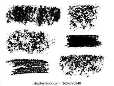 Vector Brush Stroke. Grunge Paint Stripes. Distressed Banner. Black Isolated Crayon Collection. Modern Textured Shapes. Dry Border in Black Color. Curved Dry Brush Stroke. Grunge Distress Texture.