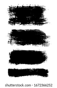 Vector Brush Stroke. Grunge Paint Stripes. Distressed Banner. Black Isolated Paintbrush Collection. Modern Textured Shapes. Dry Border in Black Color. Curved Dry Brush Stroke. Grunge Distress Texture.