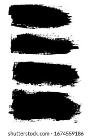 Vector Brush Stroke. Grunge Paint Stripes. Distressed Banner. Black Isolated Paintbrush Collection. Modern Textured Shapes. Dry Border in Black Color. Curved Dry Brush Stroke. Grunge Distress Texture.