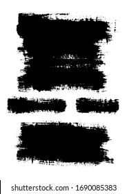 Vector Brush Stroke. Grunge Paint Stripes. Distressed Banner. Black Isolated Paintbrush Collection. Modern Textured Shapes. Dry Border in Black Color. Curved Dry Brush Stroke. Grunge Distress Texture.