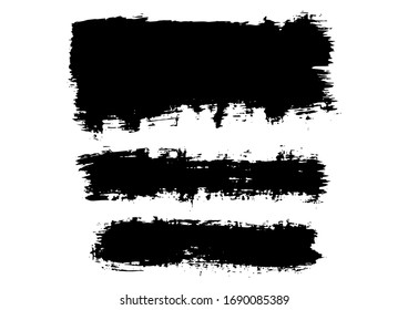 Vektorillustration Brush Stroke. farbige Streifen. Not leidendes Banner. Schwarze, isolierte Pinselsammlung. Moderne strukturierte Formen. Trockene Grenze in schwarzer Farbe. Kurzer trockener Brush Stroke. Grunge Not Textur.