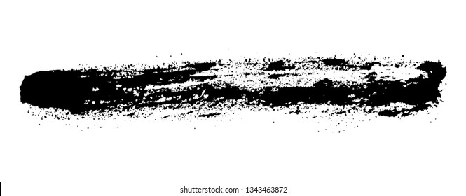 Vector brush stroke isolated on white background. Grunge distress textured design element. Black painted brush stroke . Used as banner, template, logo. Vector illustration.