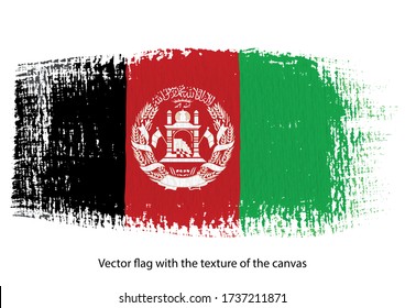 Vector brush stroke on canvas Afghanistan flag