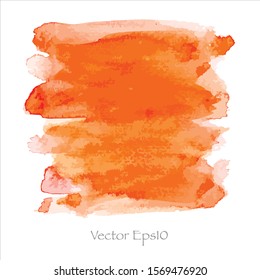 Vector brush stroke orange watercolor on paper.Eps10