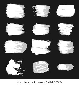 Vector brush stroke paint abstract on white background set hand drawing design art, orange color grunge texture frame for banner, label 