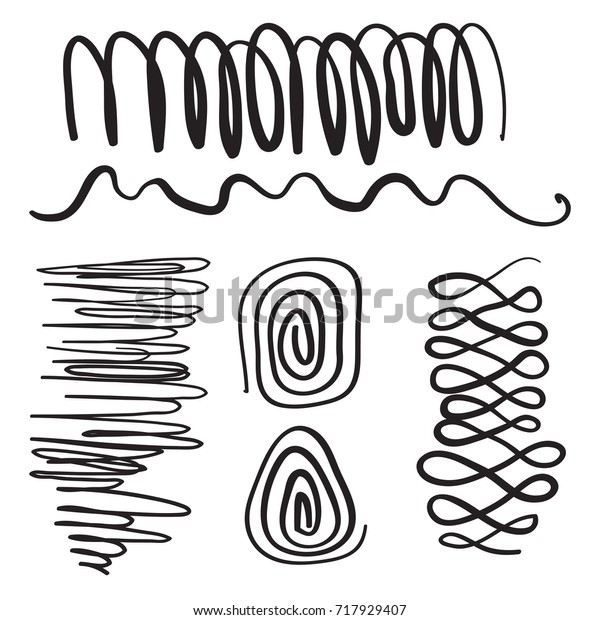 Vector brush stroke, set of\
decorative elements, circles, ornaments and lines in black and\
color.