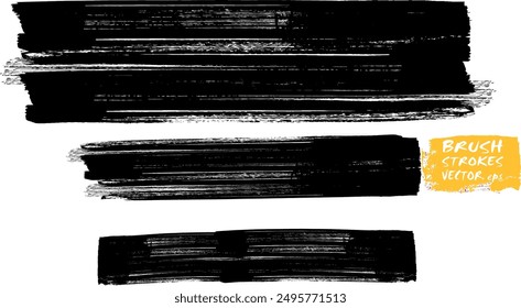 Vector brush Stroke . Vector set of hand drawn brush strokes, stains for backdrops. Monochrome design elements set. Black stripes isolated. paintbrush collection,eps8