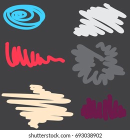 Vector brush stroke set, hand drawn background, ink pen.