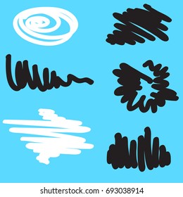 Vector brush stroke set, hand drawn background, ink pen.