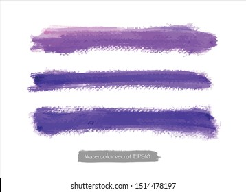 vector brush stroke set purple watercolor creative illustration.