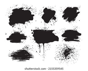 Vector brush stroke texture. Black Grunge texture. Grunge background. Abstract vector. Uneven torn art brush stroke. Line ink paint