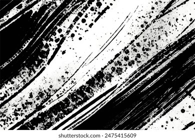 Vector pincel trazo textura. Fondo de grunge desigual angustiado. Abstractas Ilustración vectorial en dificultades. Textura Grunge en blanco y negro. Negro aislado sobre blanco. EPS10