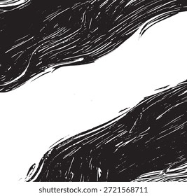 Textura de trazo de pincel de Vector. Angustiado fondo grunge desigual. Abstractas Ilustración vectorial angustiada. Superponer sobre cualquier diseño para crear efectos y profundidad interesantes. Negro aislado en blanco. EPS10