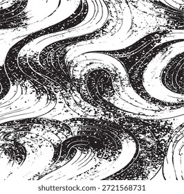 Textura de trazo de pincel de Vector. Angustiado fondo grunge desigual. Abstractas Ilustración vectorial angustiada. Superponer sobre cualquier diseño para crear efectos y profundidad interesantes. Negro aislado en blanco. EPS10