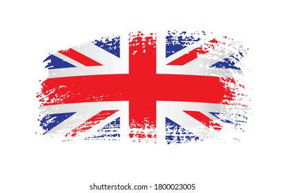 Vector brush stroke UK flag .Grunge British flag.