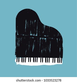 Vector brush stroked piano. Grunge design element for poster or other design