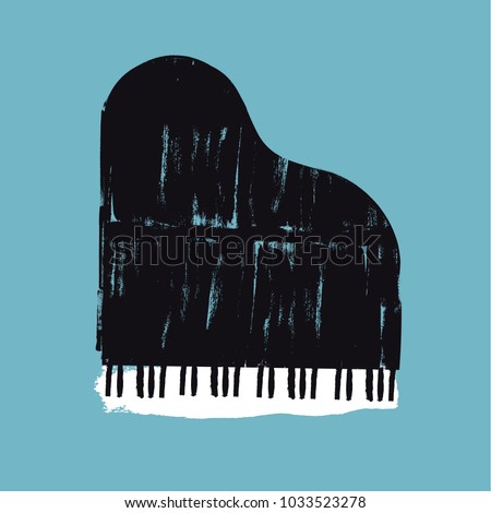 Vector brush stroked piano. Grunge design element for poster or other design