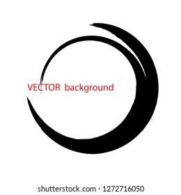 vector brush strokes circles of paint on white background. Ink hand drawn paint brush circle. Logo, label design element vector illustration. Black abstract circle. Frame.