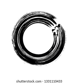 vector brush strokes circles of paint on white background 