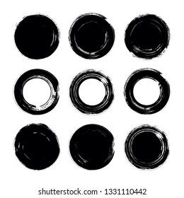 vector brush strokes circles of paint on white background 