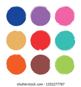 vector brush strokes circles of paint on white background 