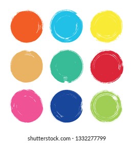 vector brush strokes circles of paint on white background 