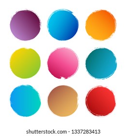 vector brush strokes circles of paint on white background 